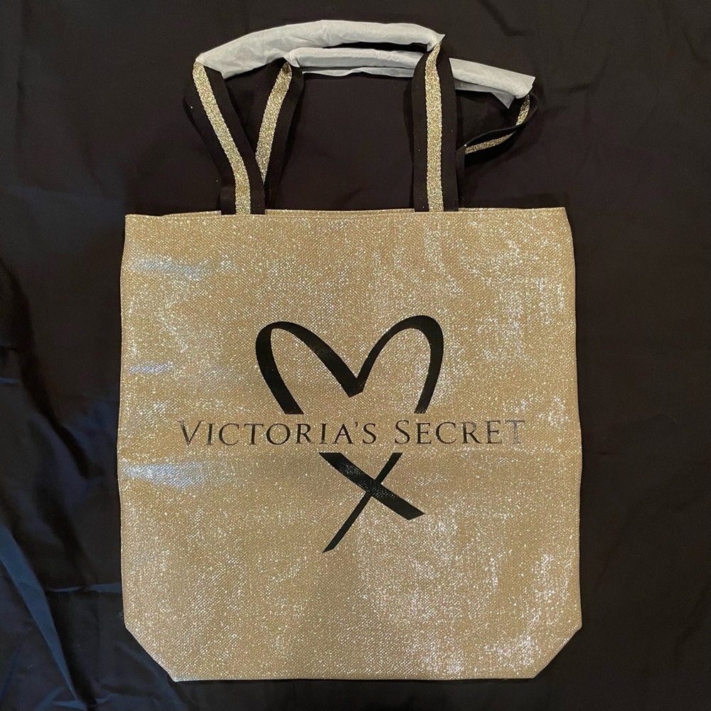 Victoria’s Secret Sparkling Gold Tote, New, without tags